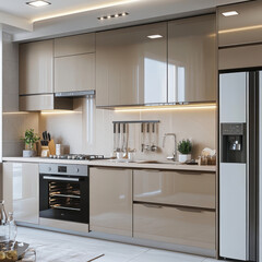 Minimalist Kitchen with Bright Lighting and Neutral Colors