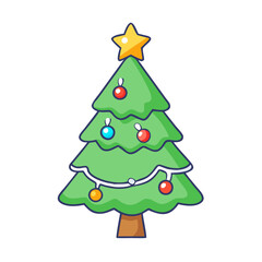 Christmas tree isolated on white vector art,  flat illustration Christmas tree isolated on white icon