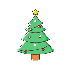 Christmas tree isolated on white vector art,  flat illustration Christmas tree isolated on white icon