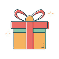 Christmas present with ribbon vector art,  flat illustration Christmas present with ribbon icon