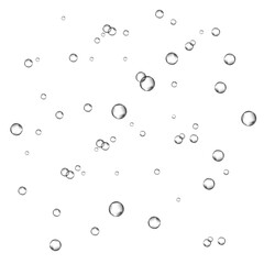 Oxygen air bubbles  flow  in water on white  background.