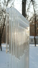  A Close-Up of Frosted Window Crystals Captured in Morning or Evening Sunlight. This 3D Render Utilizes Backlighting to Illuminate the Ice Patterns, Enhancing the Clarity of the Crystal Structures. Th