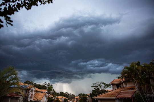 storms clouds over a housing complex in Brisbane