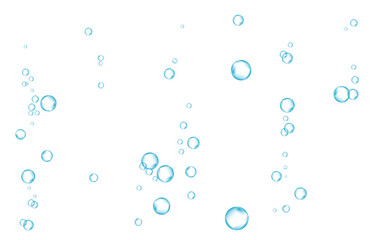 Oxygen air bubbles  flow  in water on white  background.