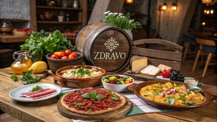 Delicious Slovenian Cuisine Featuring Traditional Dishes with 'Hello' in Slovenian Language Celebrations and Cultural Elements for a Food Photography Showcase