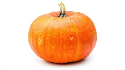 Obraz premium A Single Orange Pumpkin with a Stem on a White Background