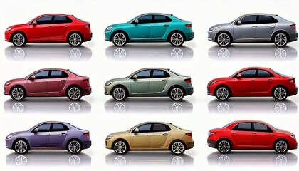Fototapeta premium Set of cars isolated on white background