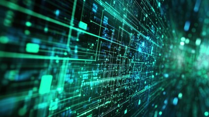 Illustration Retro green monochrome phosphor monitor display with pixel sorting error effect Abstract technology background.