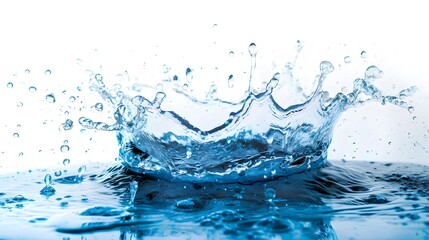 Sapphire blue water dramatically splashing against minimalist white AI generated illustration