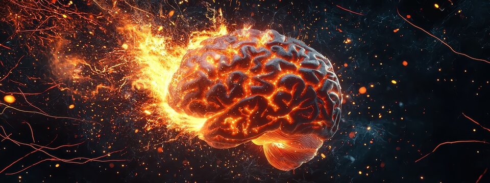 Creativity concept with a brain exploding in colors. Mind blown concept