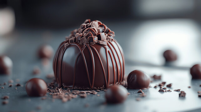 Close up on chocolate praline 