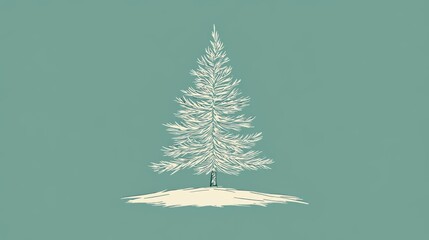 Minimalist Christmas and New Year Background with Pine Tree