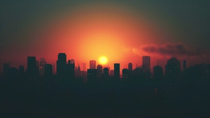 Fototapeta premium Silhouette of a city skyline in a minimalistic backdrop AI generated illustration