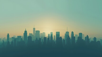Fototapeta premium Silhouette of a city skyline in a minimalistic backdrop AI generated illustration