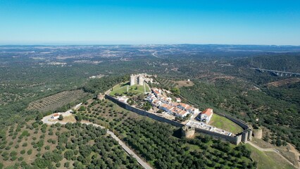 Fototapeta premium Aerial view from Evoramonte castle