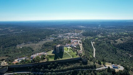 Fototapeta premium Aerial view from Evoramonte castle