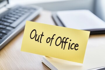 Out of Office Sticky Note on a Desk