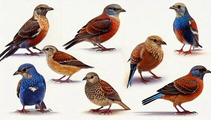 Fototapeta premium Set of birds isolated on white background