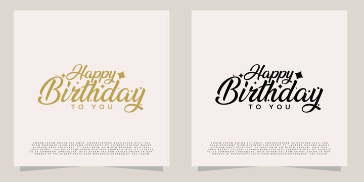 Happy Birthday party logo text lettering design. Set of calligraphy quote isolated on white background.