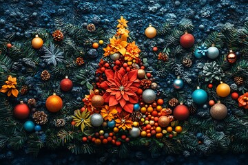 ornament Christmas tree with vibrant colors.