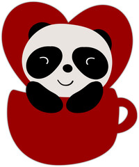 panda with heart