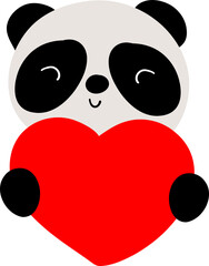 panda and heart