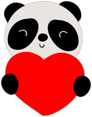 panda with heart