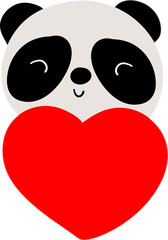 panda and heart