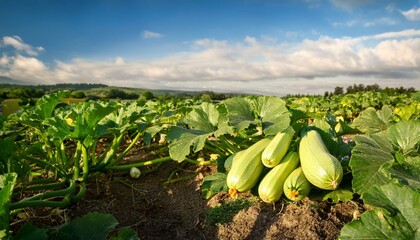 freshly harvested zucchini in a field