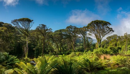 Naklejka premium new zealand forest landscape of native trees