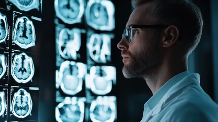 Doctor examining MRI scan