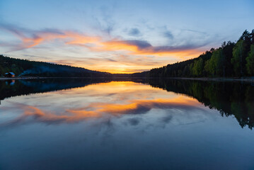 Zachód słońca nad  jeziorem Białym - Kaszuby