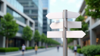 Professional outdoor metal wayfinding mockup with a sleek, durable pole, perfect for custom logos and arrows.