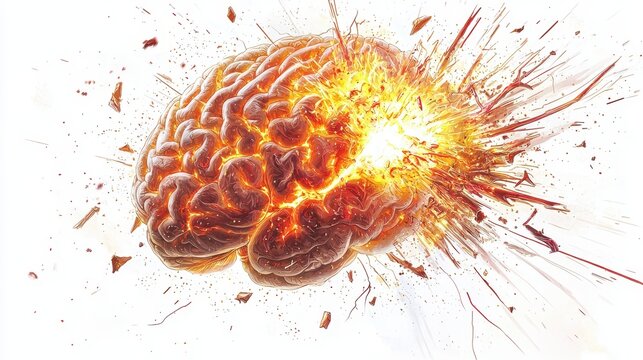Creativity concept with a brain exploding in colors. Mind blown concept