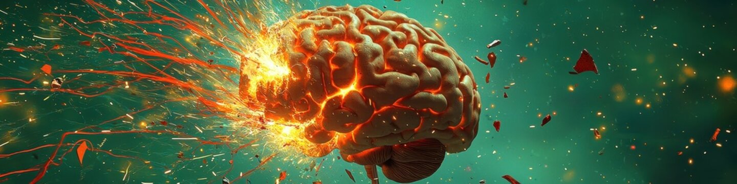 Creativity concept with a brain exploding in colors. Mind blown concept