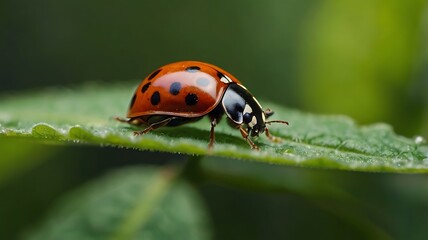 Fototapeta premium Ladybug on a Green Leaf