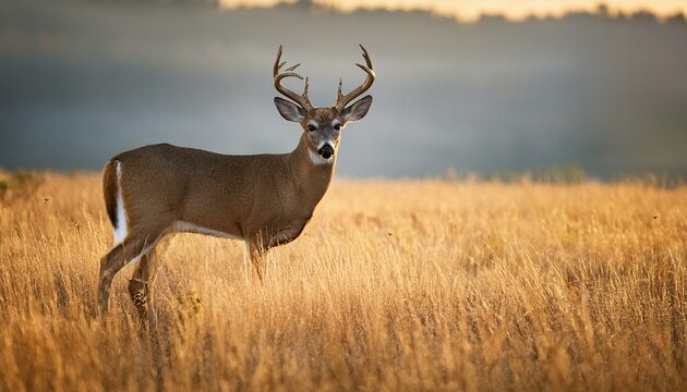 whitetail deer buck in an open field