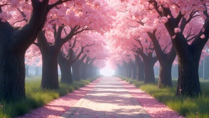 Fototapeta premium Cherry Blossom Tunnel in Kyoto - Generative AI