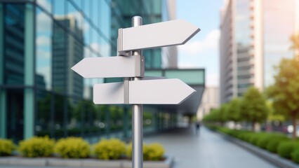 Outdoor wayfinding kiosk mockup with blank directional signage, ideal for informational displays in urban spaces.