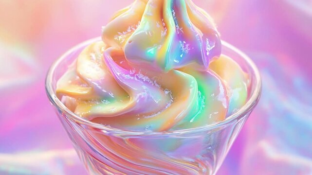 rainbow ice cream in a glass