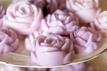 Coconut milk rose shaped jelly