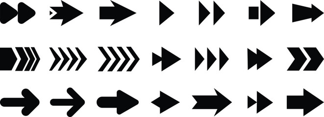 Arrows set of black icons. Arrow. Arrow vector collection. Modern simple arrows. Vector illustration.