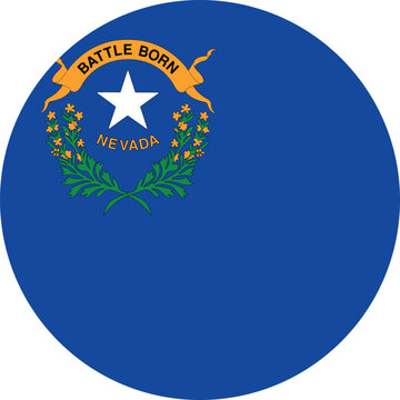 Circle shaped printable vector flag of the United States of America federal state of NEVADA