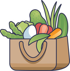 A bag filled with fresh fruits and vegetables symbolizes health and nutrition.
