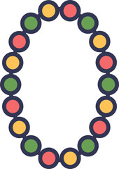 Colorful circular beads arranged in a loop, symbolizing unity and creativity.