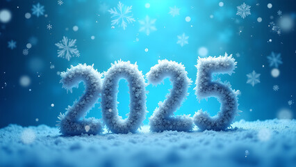 Snowy 2025 new year design, perfect for greetings cards, website banners, and social media posts