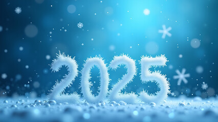 Snowy 2025 New Year concept, winter holidays greeting, background for design, calendar