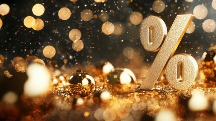 New Year concept percent sign. Selective focus