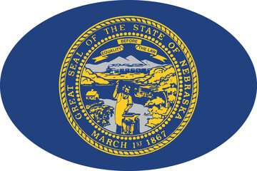 Oval shaped printable vector flag of the United States of America federal state of NEBRASKA