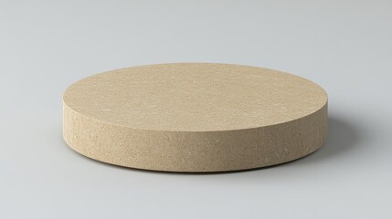 Round Beige Wooden Platform on Neutral Background Ideal for Displaying Products, Food Items, or Decorative Objects in Modern Settings